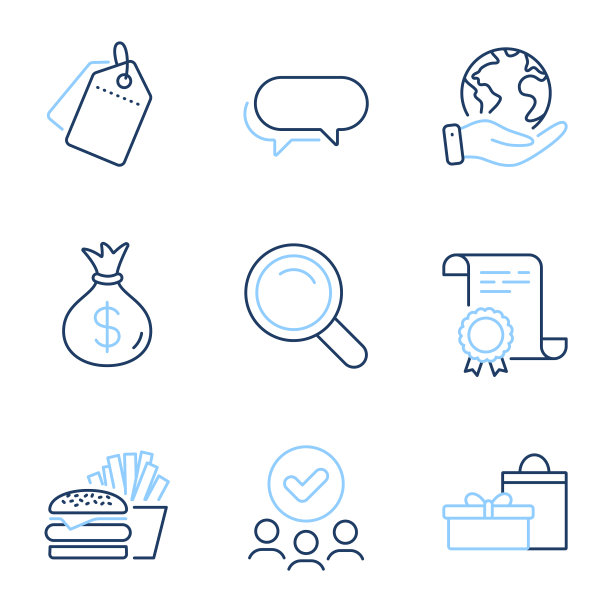 汉堡钱袋和搜索图标设置信使图片下载