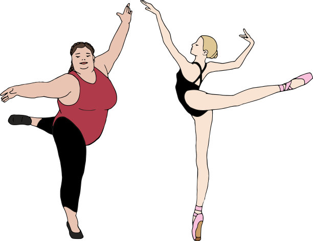 一个胖女人和一个苗条女人跳舞图片下载