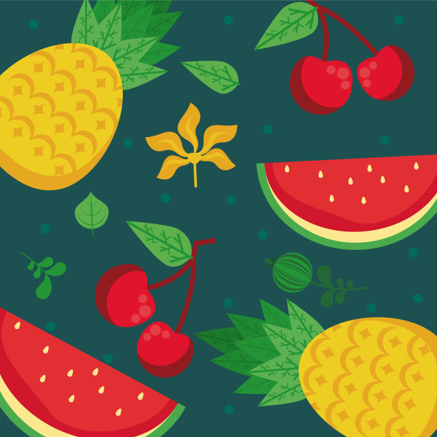 新鲜的当地水果，菠萝和西瓜图片下载