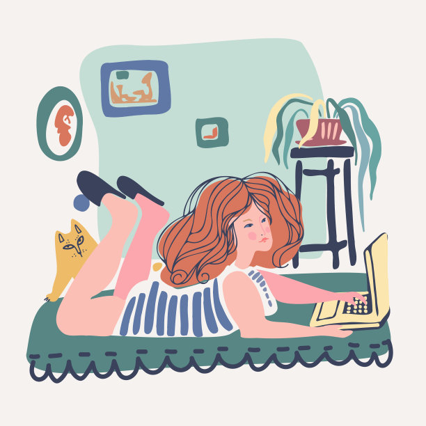 一个女孩和一只猫躺在一起图片下载