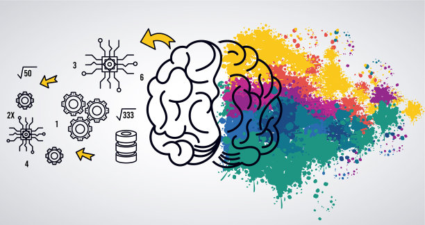 脑力模板与色彩喷溅和设置图片下载