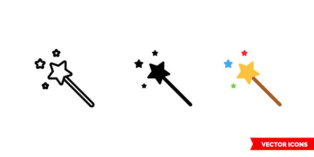 魔术图标3种颜色黑白图片下载