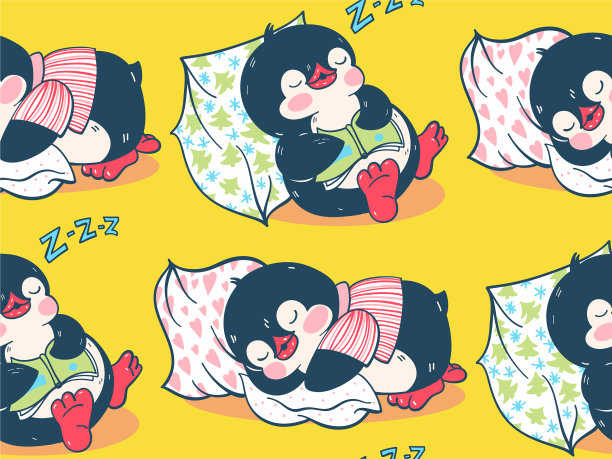 无缝图案与可爱的企鹅图片下载