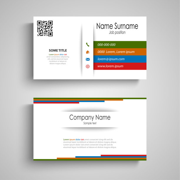 带有彩色条纹图案的名片图片下载