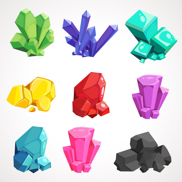 卡通设定的天然宝石矿物图片下载