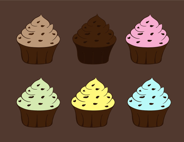 美味的纸杯蛋糕隔离在深棕色图片下载