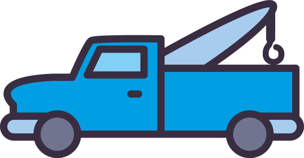 皮卡车与起重机线和填充风格图标图片下载