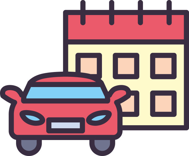 汽车日历线和填充样式图标图片下载