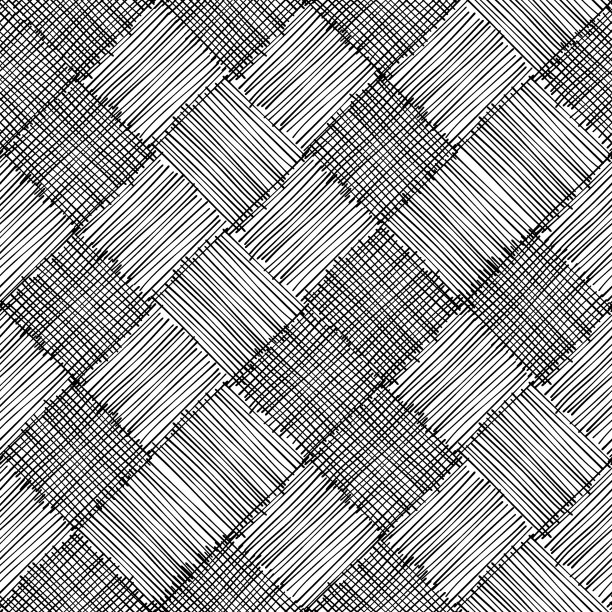 黑白织无缝图案用手绘线。孵化蹩脚货模式。斜长曲棍球的条纹。图片下载