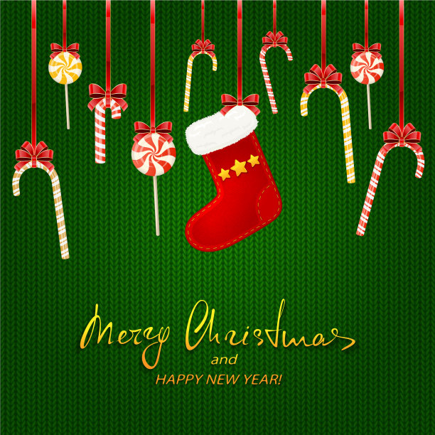 用糖果、手杖和袜子装饰的圣诞装饰品图片下载