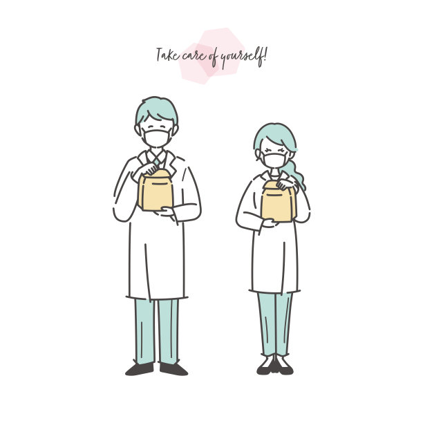 药剂师配上一套男女药师递药。向量。图片下载