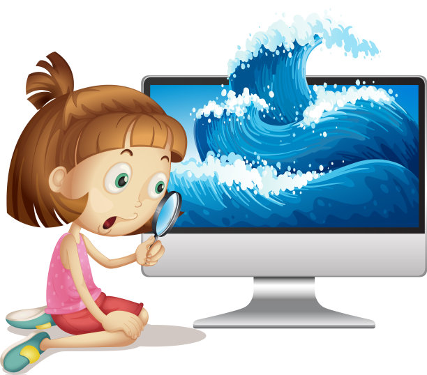 女孩在旁边透过放大镜看图片下载