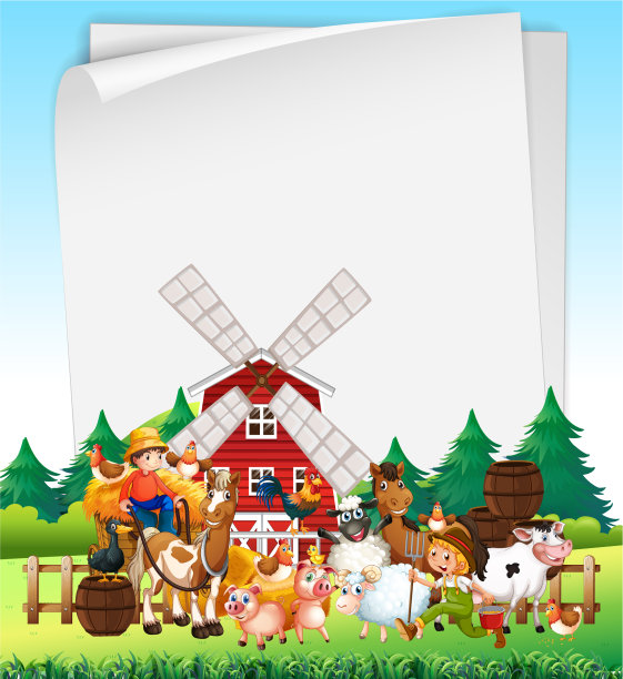 空白纸在自然界与动物农场相结合图片下载