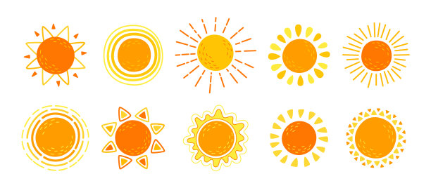 太阳平set手画幼稚可爱的太阳图片下载