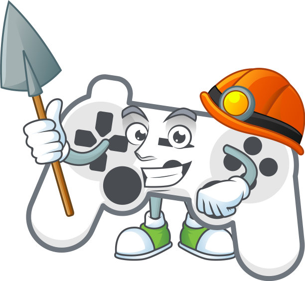 酷聪明的矿工白色操纵杆卡通人物图片下载