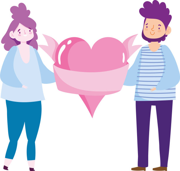 年轻情侣捧着粉心爱情浪漫图片下载