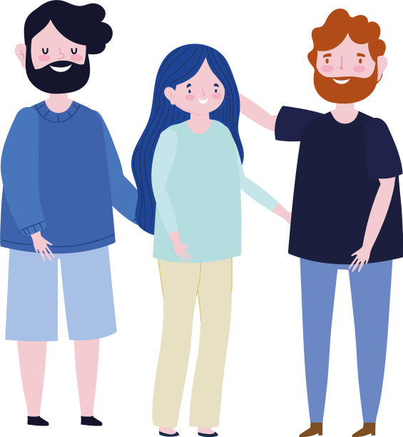 家庭的父亲和母亲站成员卡通图片下载