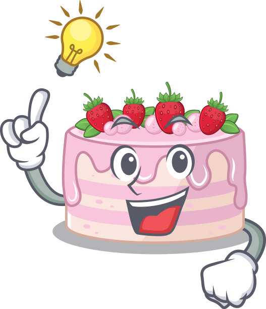 一个聪明的草莓蛋糕卡通人物风格图片下载