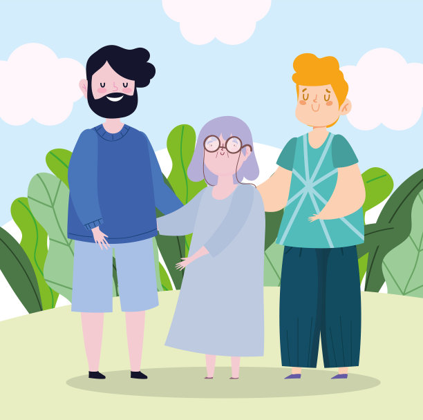 家人爸爸奶奶和儿子一起卡通图片下载