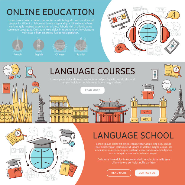 开设语言学校和在线教育图片下载