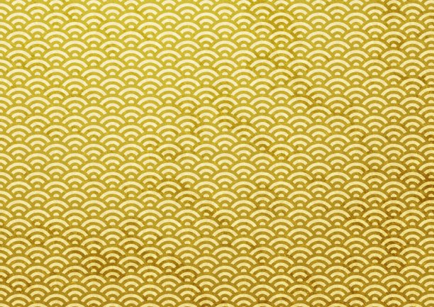 日本纸与金色波形图案。图片下载