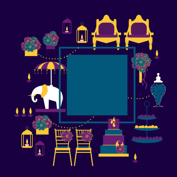 印度婚礼，婚礼拱门与鲜花蛋糕图片下载