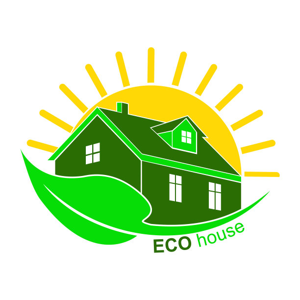 旭日之下的绿色生态屋图片下载