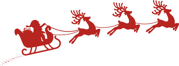 圣诞老人拉着驯鹿红色的剪影图片下载