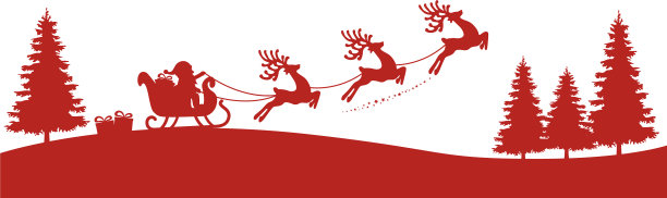 圣诞老人拉着驯鹿红色的剪影图片下载