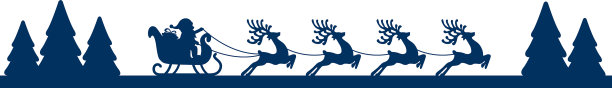 圣诞老人拉着驯鹿拉着蓝色的风景剪影图片下载