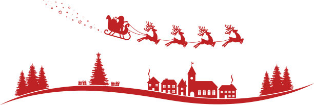 圣诞老人拉着驯鹿飞红了风景图片下载
