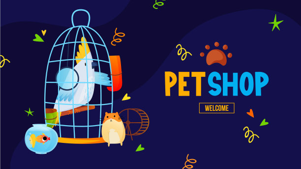 宠物店文字标签鹦鹉仓鼠和水族馆图片下载