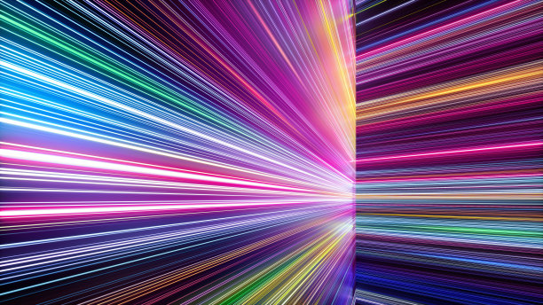 三维渲染，抽象彩虹背景与彩色光谱。V图片下载