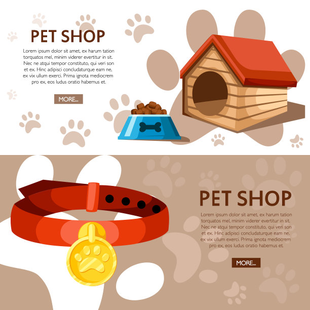 宠物店概念狗窝碗和项圈上图片下载