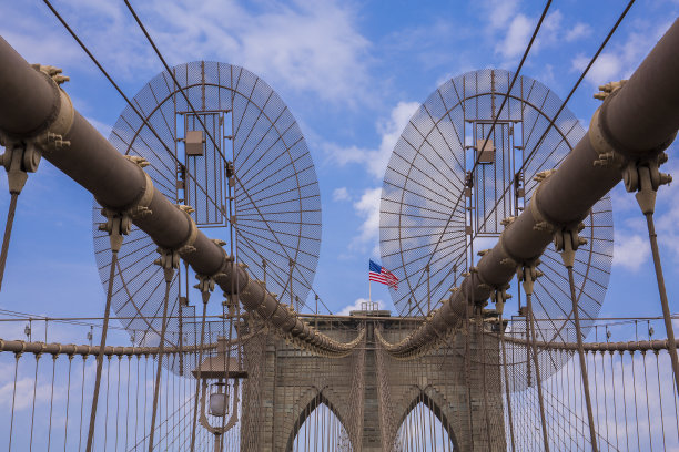 详细，特写的布鲁克林大桥在纽约州图片下载