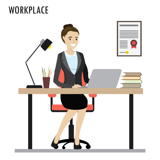 工作桌边的白人商务妇女在工作场所图片下载