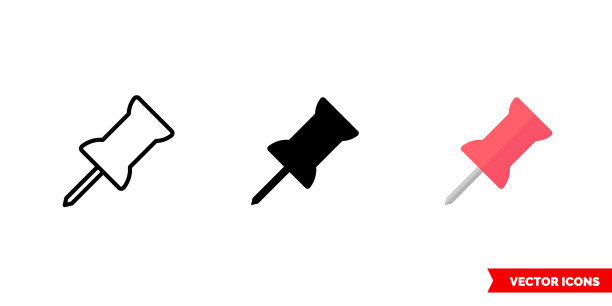 引脚图标3种颜色黑白图片下载