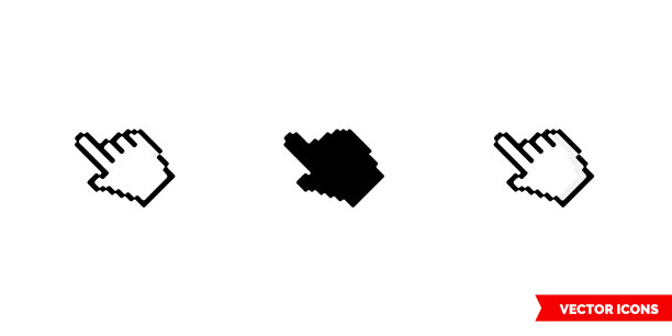 指针图标3种颜色黑白图片下载