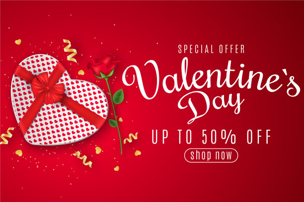 情人节网站横幅出售俯视图图片下载