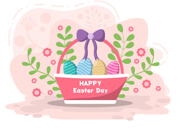 复活节快乐单位设计背景海报，请柬和贺卡。兔子和鸡蛋的概念。图片下载