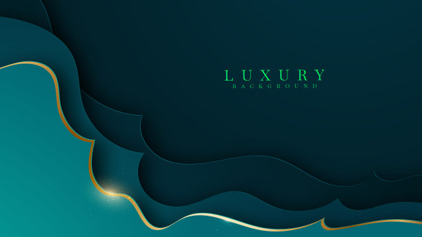 豪华的金色线背景与绿色在黑暗的阴影。图片下载