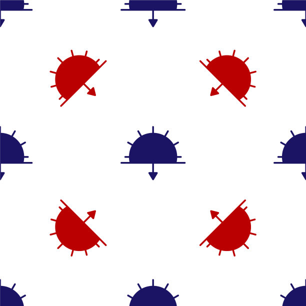 蓝色和红色日落图标隔离无缝模式图片下载