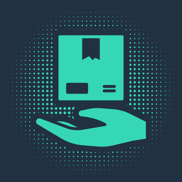 绿色快递手与纸板箱图标图片下载