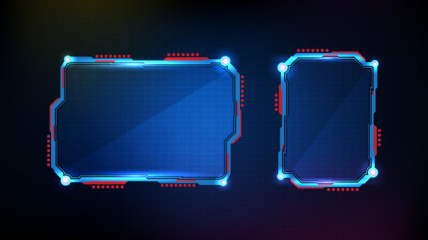 抽象未来的蓝色发光技术科幻框架hud UI背景图片下载