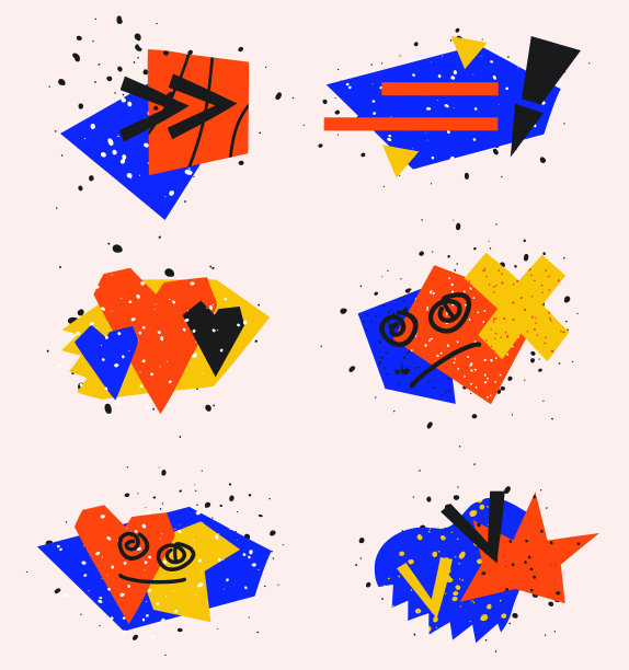 矢量集-图标的尖锐几何形状组成的在线应用程序和网站关于爱情，信息，在线会议，约会聊天。纹理，心形，注意，取消，翻转，微笑图片下载