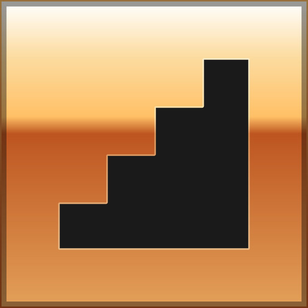 黑色楼梯图标孤立在金色背景图片下载