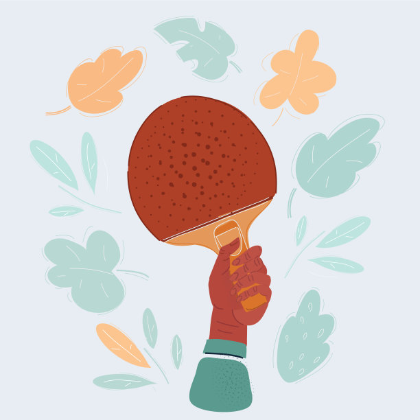 人体用手拿乒乓球拍的矢量图。打乒乓球的概念。图片下载