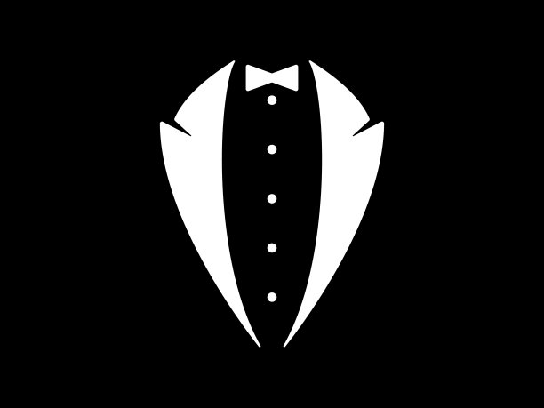 豪华礼服图标。时尚的白色礼服配领结和马甲，适合上流社会的婚礼。图片下载