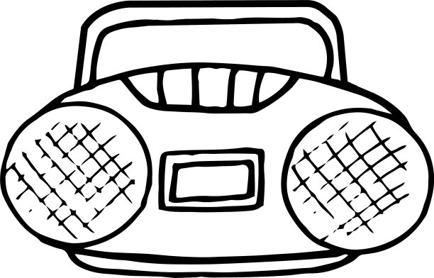 录音机手绘涂鸦风格图片下载