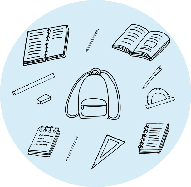 回到学校的布景元素手工绘制图片下载